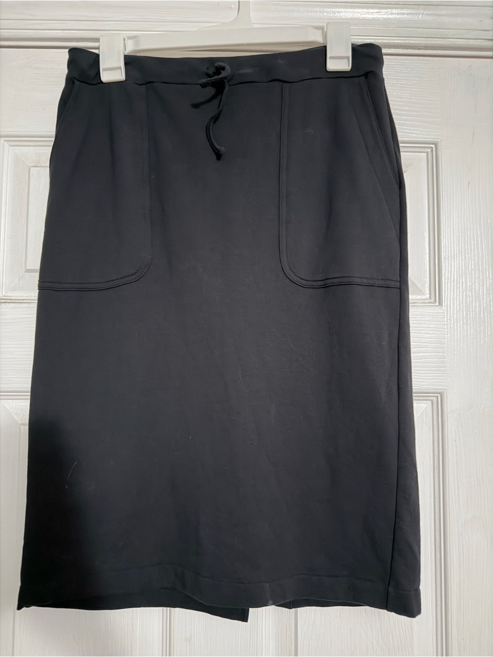 Fair Indigo Black Pencil Skirt with Front Pockets and Drawstring Waist